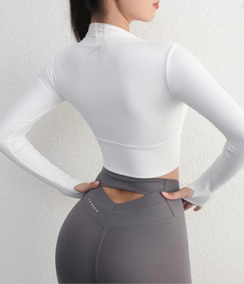 Cloud Hide Women Yoga Shirt Long Sleeve Crop Top Lady Sports Gym Blouse Fitness T-Shirt Workout Sportswear Autumn Winter Clothes
