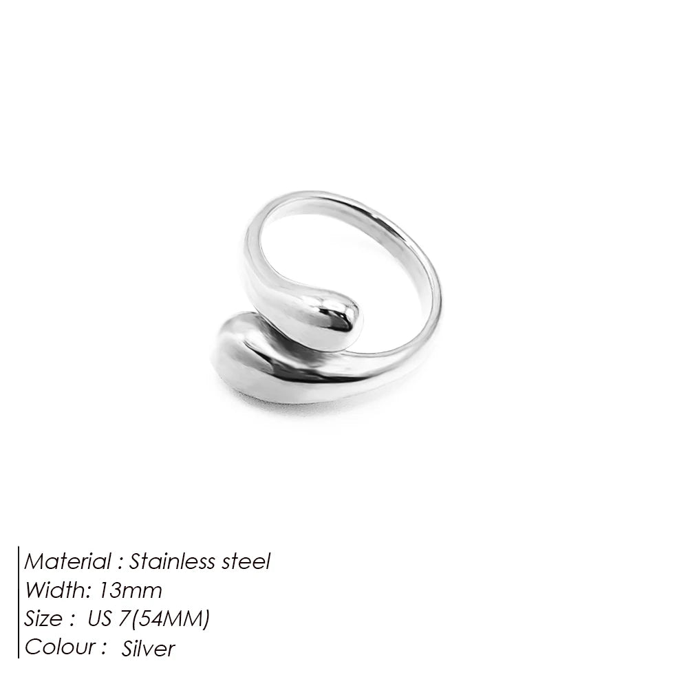 eManco Minimalist Rectangle Shell Personalized Frosted Stainless steel Women's ring Gold/Silver Color Girl Jewelr