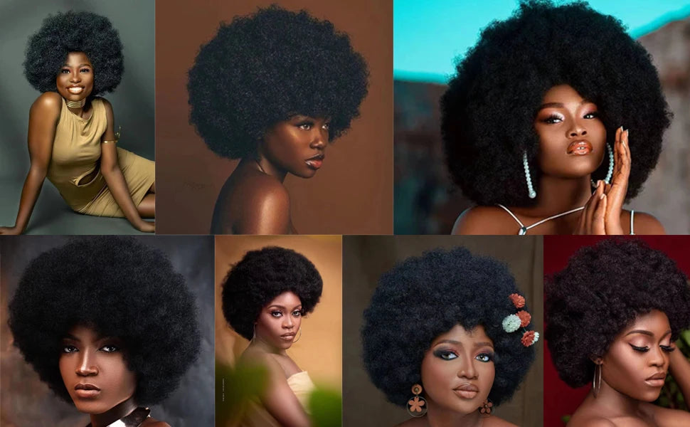 Synthetic Hair Afro Kinky Curly Blonde Wig For Women Mix Brown 70s Machine Made Huge With Bangs Short Bouncy For Daily Party Use
