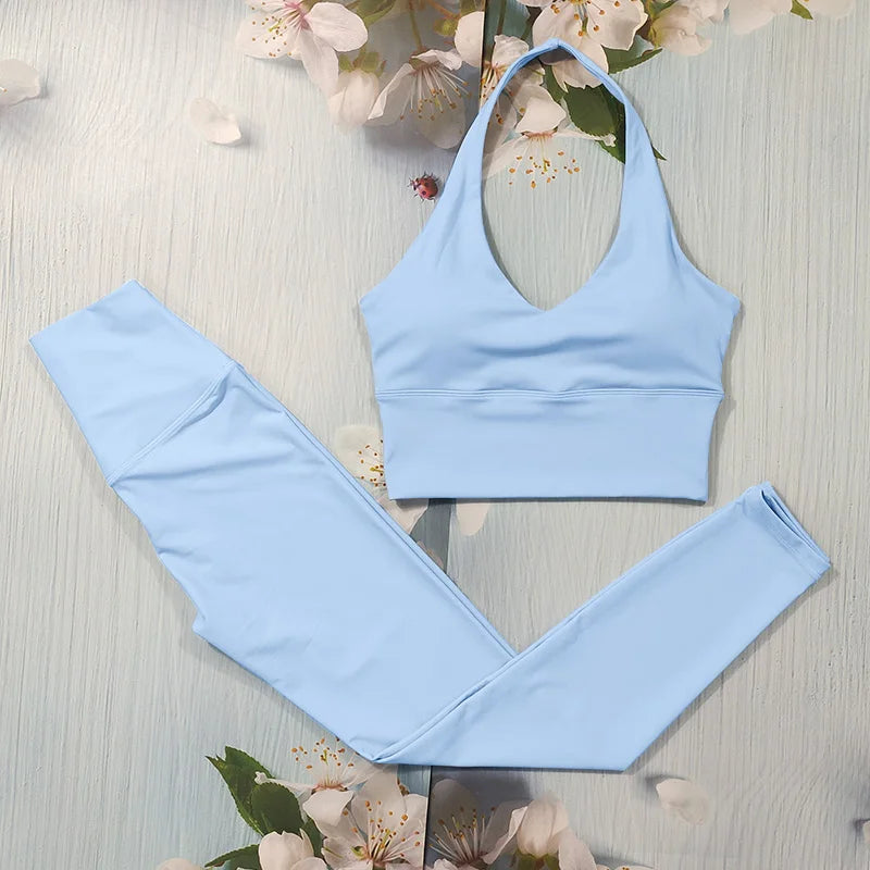 Nude Feel Fitness Suit Sports Set Women's Tracksuit Sexy Yoga Outfits Gym Sportswear Legging And Underwear Workout Clothes Woman