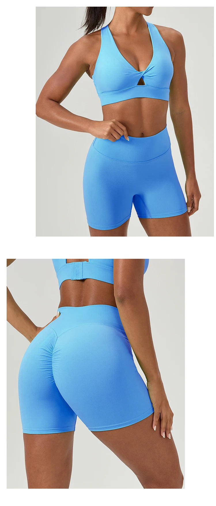 2 Pieces Women Yoga Set High Waist Elastic Running Shorts Bra Tops Gym Suit Summer Running Fitness Workout Clothes