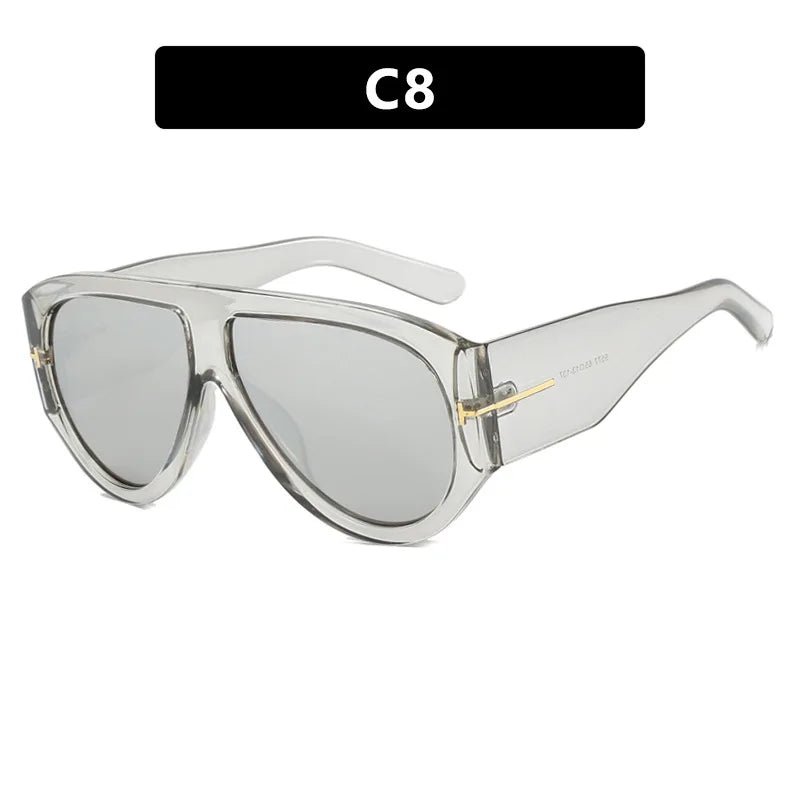 New Vintage Woman Oval Shape Sunglasses Large Frame  Sun Glasses Trendy Street Shoot Shades Eyewear UV400 Gafas De ol