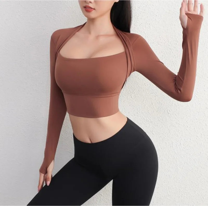 Cloud Hide Women Yoga Shirt Long Sleeve Crop Top Lady Sports Gym Blouse Fitness T-Shirt Workout Sportswear Autumn Winter Clothes