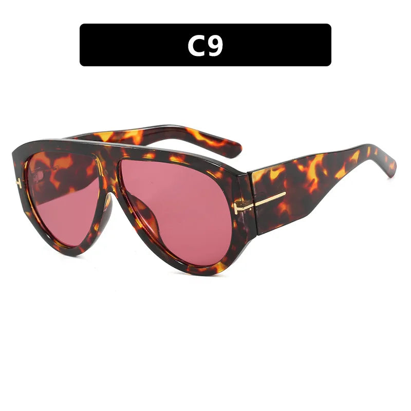 New Vintage Woman Oval Shape Sunglasses Large Frame  Sun Glasses Trendy Street Shoot Shades Eyewear UV400 Gafas De ol