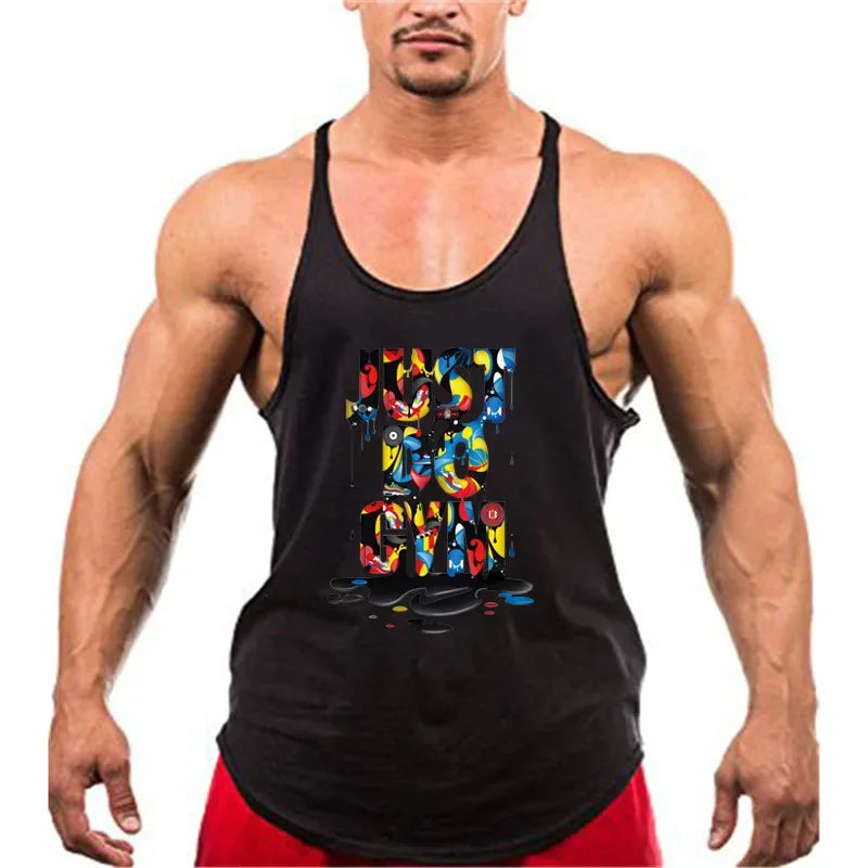 Men's Fashionable Summer Muscle Tank Top Gym Fitness Running Sports T-Shirt Thin Strap Cotton Athleticwear for Men