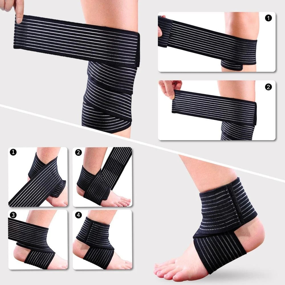 TIKE Elastic Breathable Wrap Ankle Support Brace Compression Knee Elbow Wrist Ankle Hand Support Wrap Gym Sports Bandage Strap