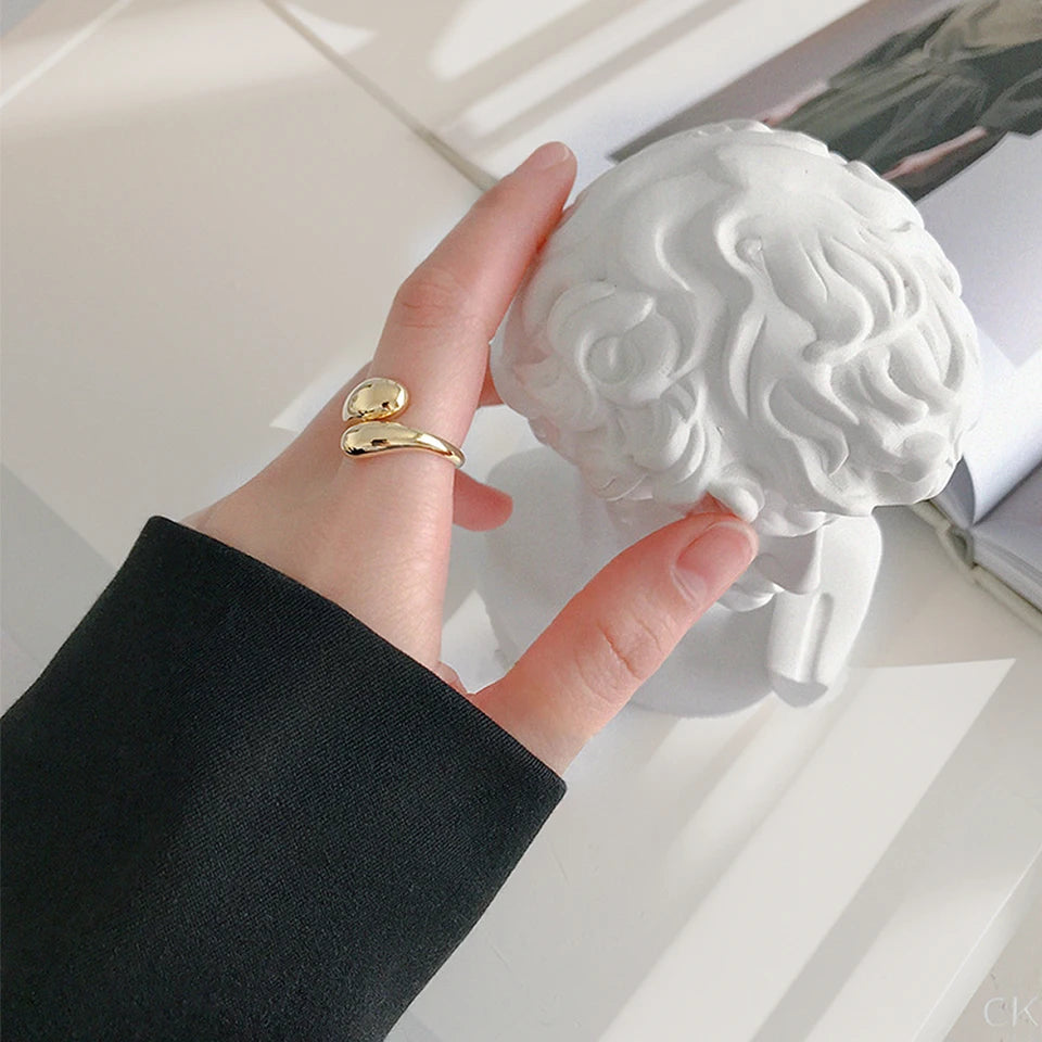 eManco Minimalist Rectangle Shell Personalized Frosted Stainless steel Women's ring Gold/Silver Color Girl Jewelr