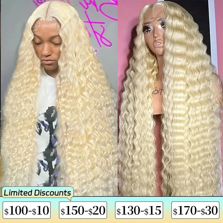 Blonde Wig Human Hair Deep Wave 13x6 Hd Lace Frontal Wig 250 Density Brazilian Front Wigs Pre Plucked 613 Curly Human Hair Wigs