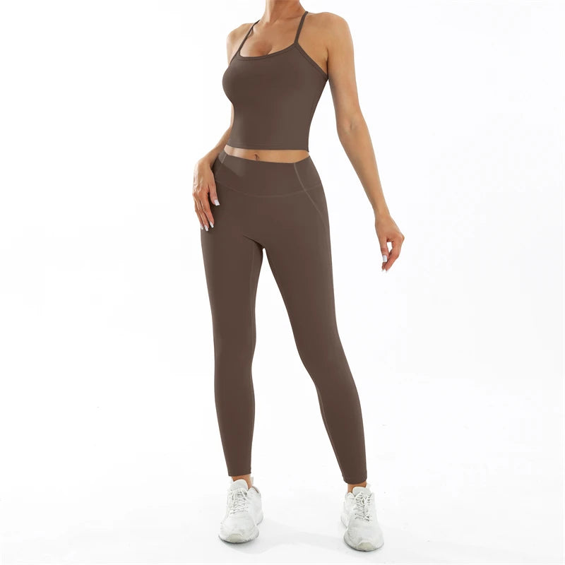 Nude Feel Fitness Suit Sports Set Women's Tracksuit Sexy Yoga Outfits Gym Sportswear Legging And Underwear Workout Clothes Woman