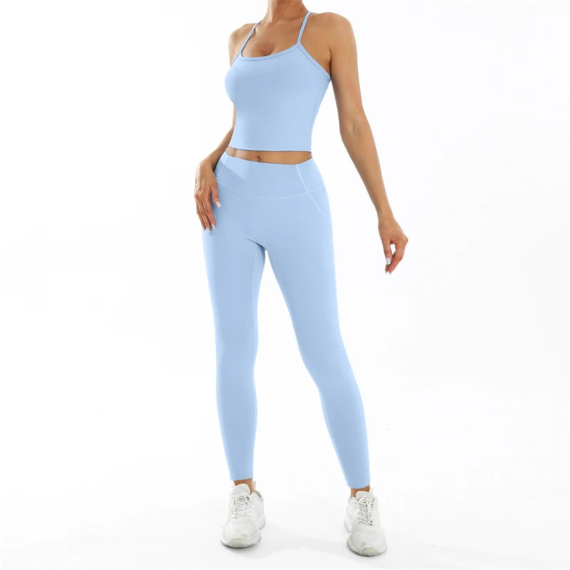 Nude Feel Fitness Suit Sports Set Women's Tracksuit Sexy Yoga Outfits Gym Sportswear Legging And Underwear Workout Clothes Woman