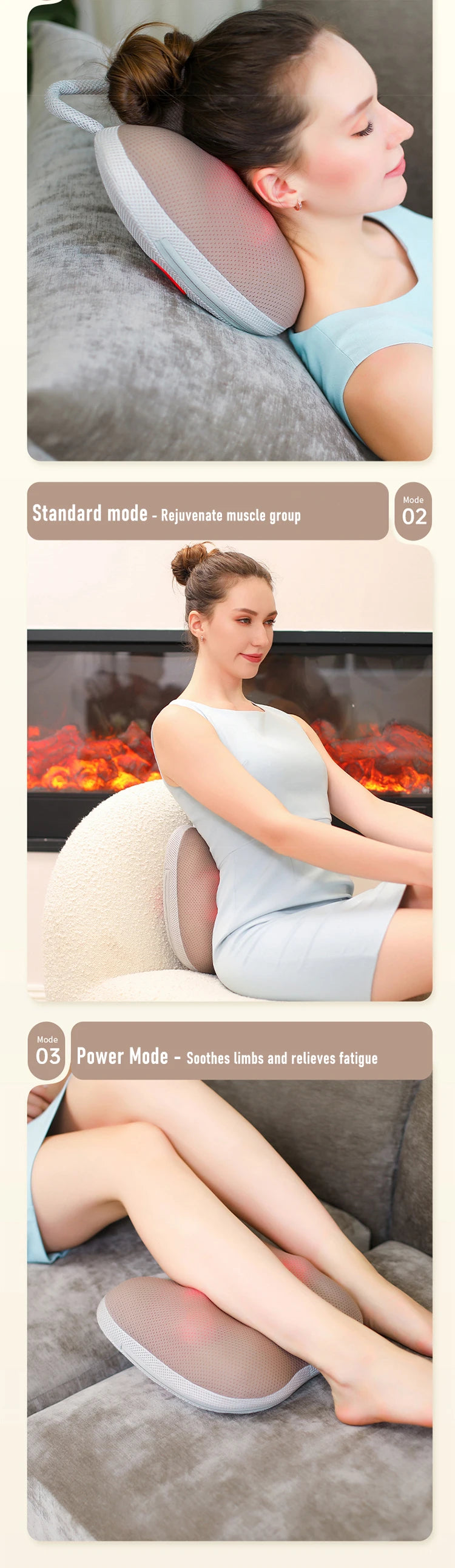 Massage cushion massager, waist and back kneading massager, full body usable, hot compress massage backrest