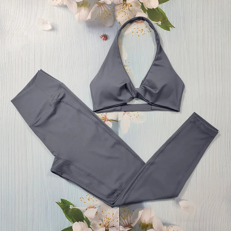Nude Feel Fitness Suit Sports Set Women's Tracksuit Sexy Yoga Outfits Gym Sportswear Legging And Underwear Workout Clothes Woman