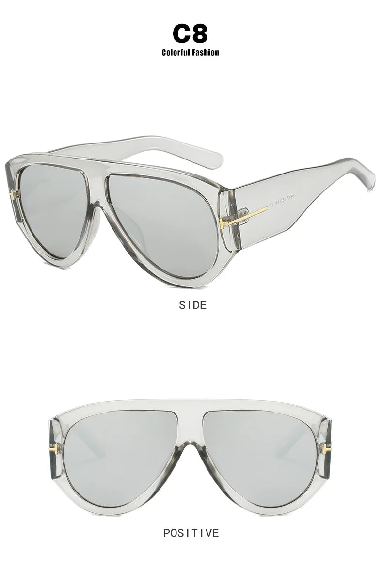 New Vintage Woman Oval Shape Sunglasses Large Frame  Sun Glasses Trendy Street Shoot Shades Eyewear UV400 Gafas De ol