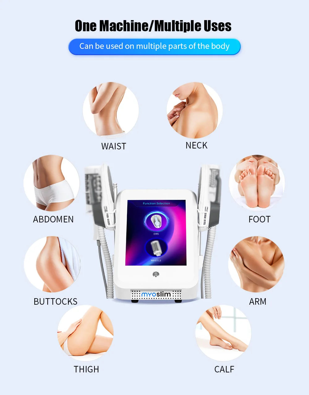 New Myoslim Desktop RF Body Shaping Machine Pro Roller Massage Magnetic Slimming EMS Fat Reduction Weight Loss White Equipment