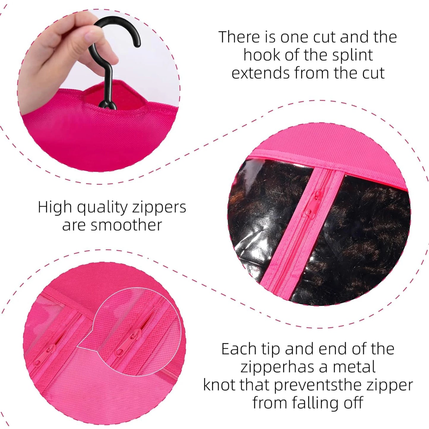 5 Groups Wig Storage Bags with Transparent Dust-Proof Covers and Durable Hangers(5Dust Covers + 5 Hangers)