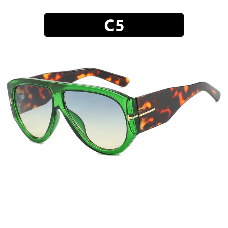 New Vintage Woman Oval Shape Sunglasses Large Frame  Sun Glasses Trendy Street Shoot Shades Eyewear UV400 Gafas De ol