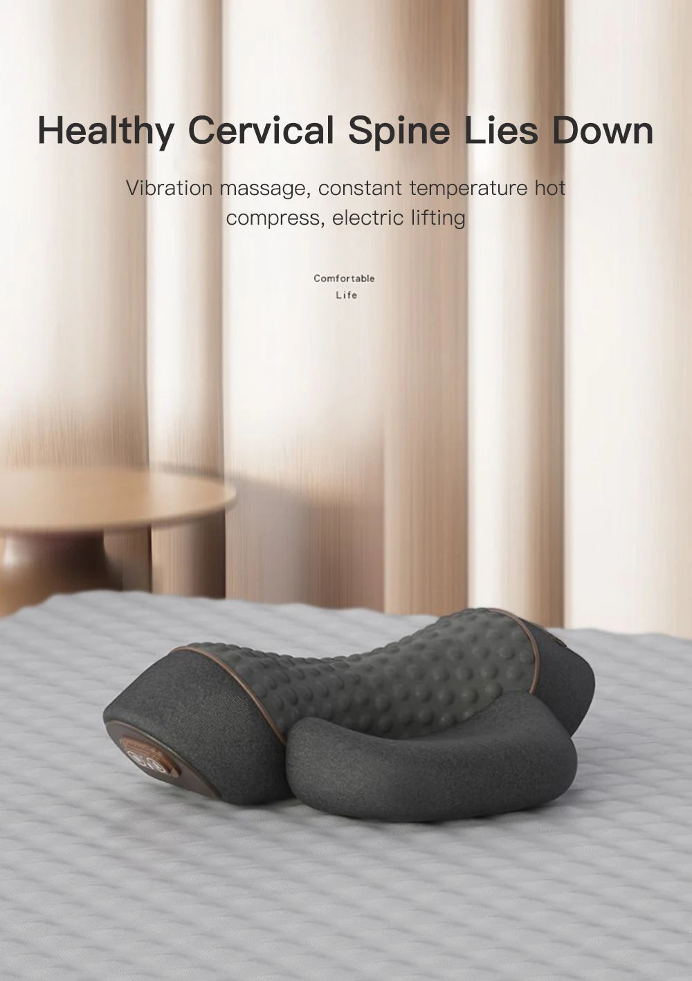 3 In 1 Neck Massager Pillow Electric Cervical Pillow Lifting Traction Relax Hot Compress Vibration Massage Neck Pain Relief