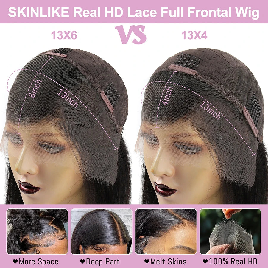 Wow Angel 250% HD Lace Frontal Wigs 13X6 Water Wave Wigs 28inch Lace Front Wigs Pre Plucked Curly Wig Human Hair Wig For Women