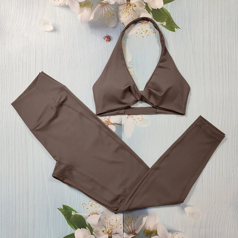 Nude Feel Fitness Suit Sports Set Women's Tracksuit Sexy Yoga Outfits Gym Sportswear Legging And Underwear Workout Clothes Woman