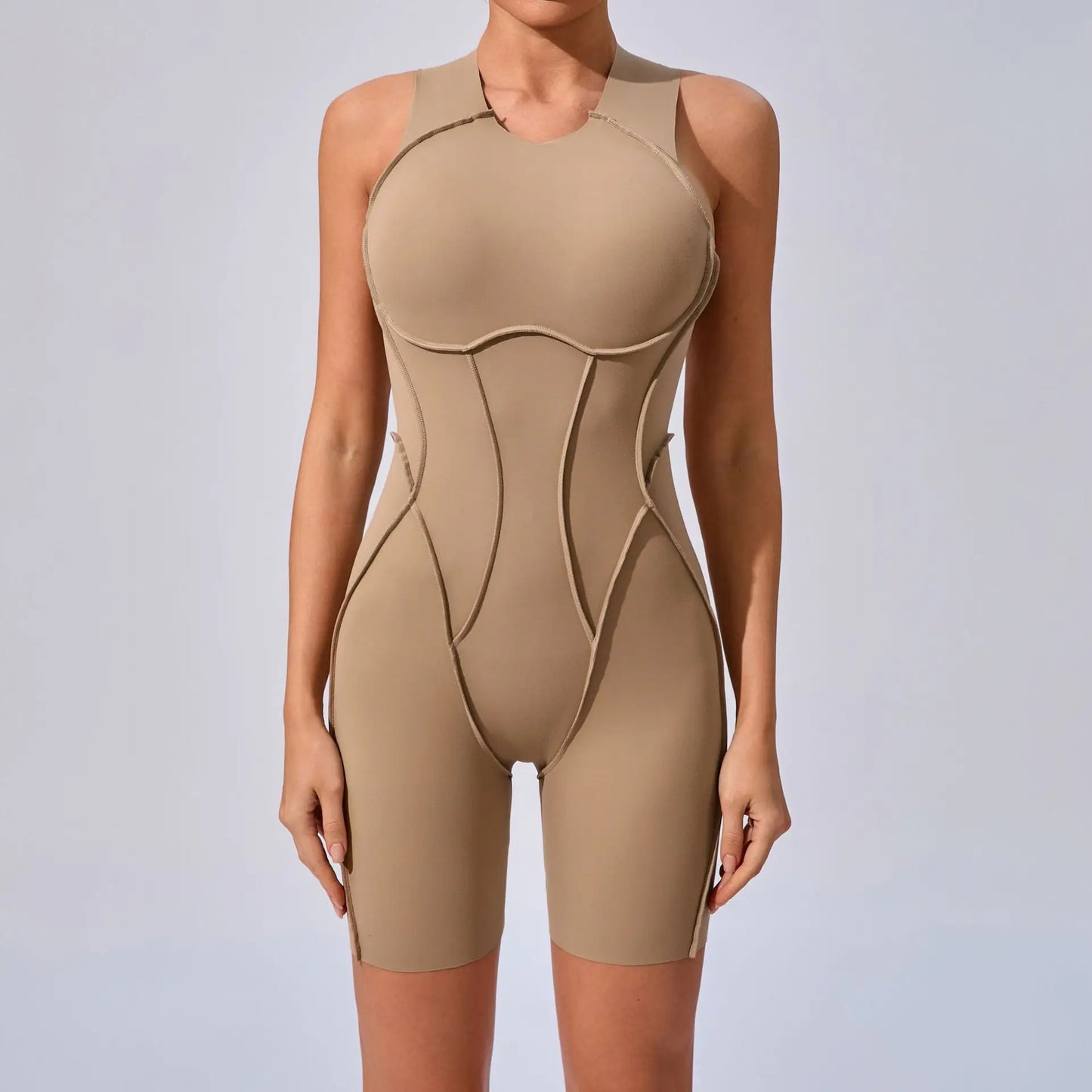Seamless Yoga Jumpsuits Sports Fitness Hip-lifting Backless Short-sleeved One-piece Workout Gym Leggings Tracksuits for Women