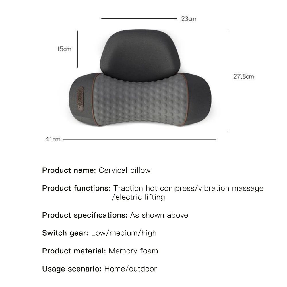 3 In 1 Neck Massager Pillow Electric Cervical Pillow Lifting Traction Relax Hot Compress Vibration Massage Neck Pain Relief