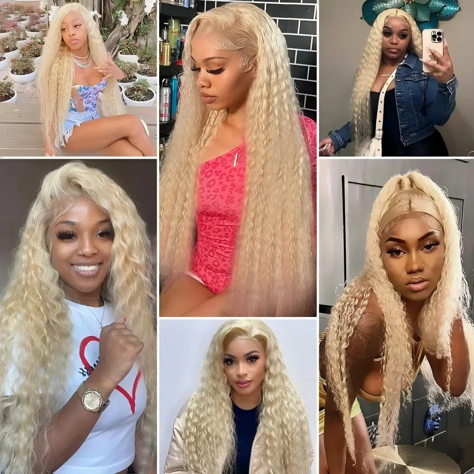 Blonde Wig Human Hair Deep Wave 13x6 Hd Lace Frontal Wig 250 Density Brazilian Front Wigs Pre Plucked 613 Curly Human Hair Wigs