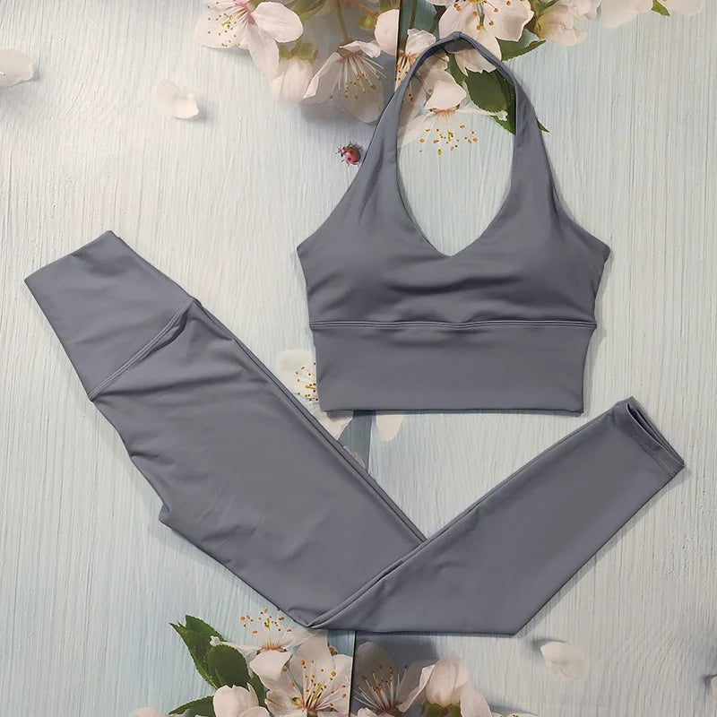Nude Feel Fitness Suit Sports Set Women's Tracksuit Sexy Yoga Outfits Gym Sportswear Legging And Underwear Workout Clothes Woman