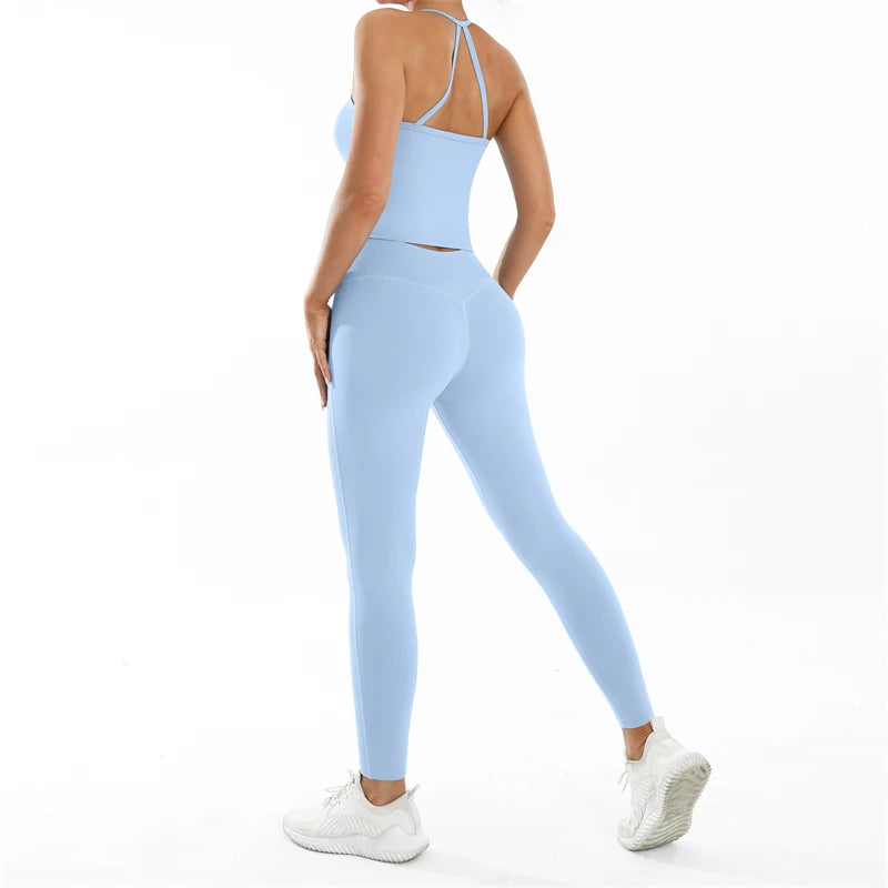 Nude Feel Fitness Suit Sports Set Women's Tracksuit Sexy Yoga Outfits Gym Sportswear Legging And Underwear Workout Clothes Woman