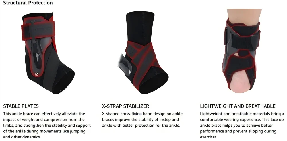 1/2PCS Ankle Brace for Sprained Ankle Support with Side Stabilizers for Men Women Ankle Splint Stabilizer Recovery Tendonitis