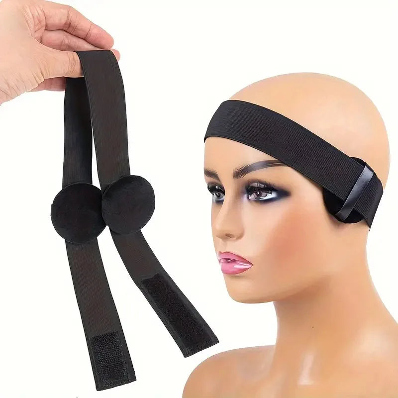 Black Lace Melting Band with Ear Cover Elastic Edge Wrap Wig Headband for Lace Frontal Wigs Wig Making Accessories