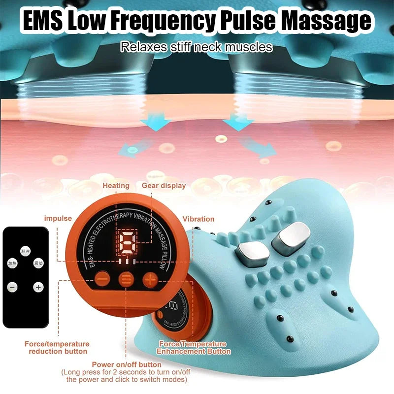 Electric Cervical Massager Neck Stretcher Chiropractic Traction Head Acupoint Massage Pillow Shouder Body Massager