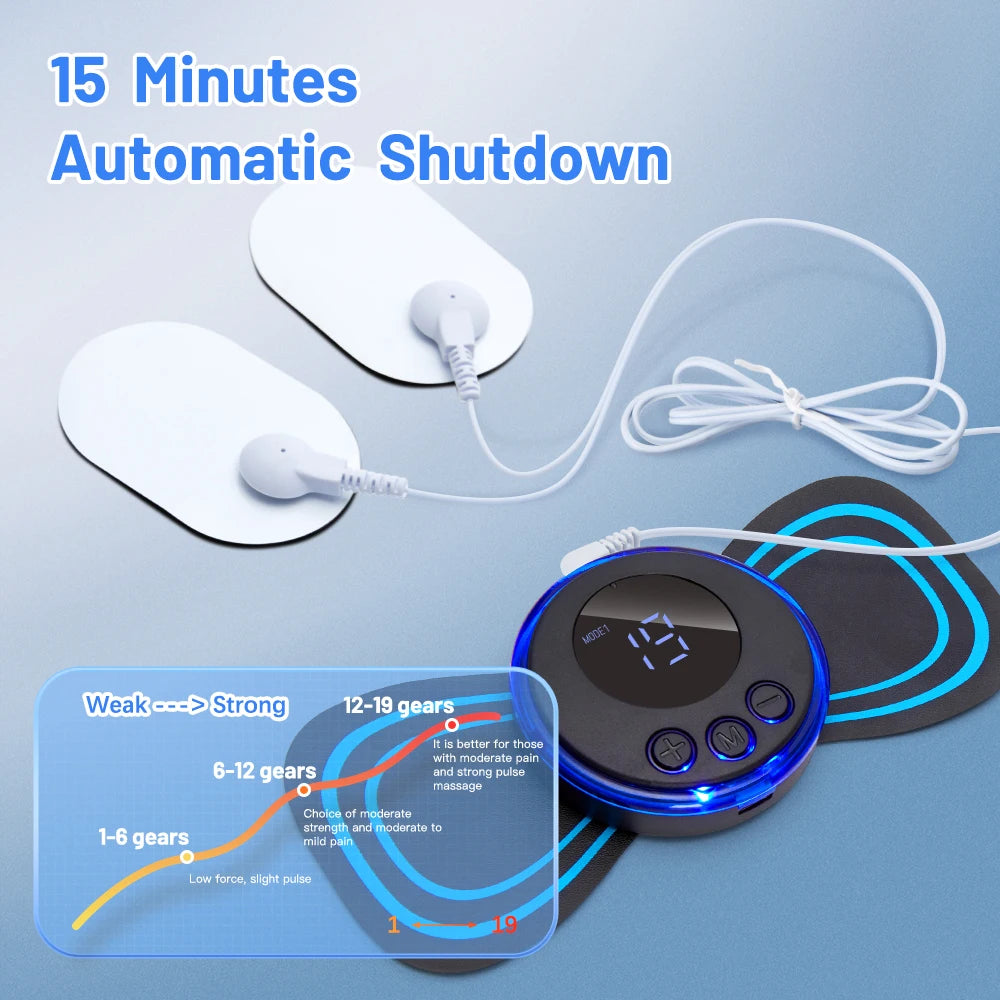 Neck Massager Mini Portable EMS Electric Cervical Massage Patch Pulse Body Muscle Stimulator Pads Relieve Fatigue Relax Tool