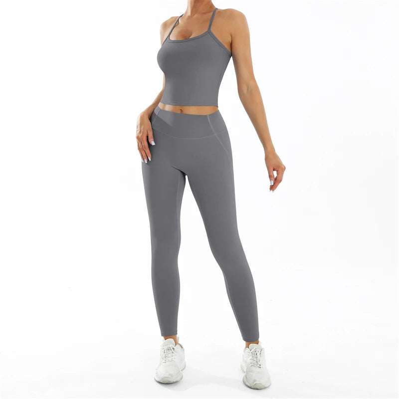 Nude Feel Fitness Suit Sports Set Women's Tracksuit Sexy Yoga Outfits Gym Sportswear Legging And Underwear Workout Clothes Woman