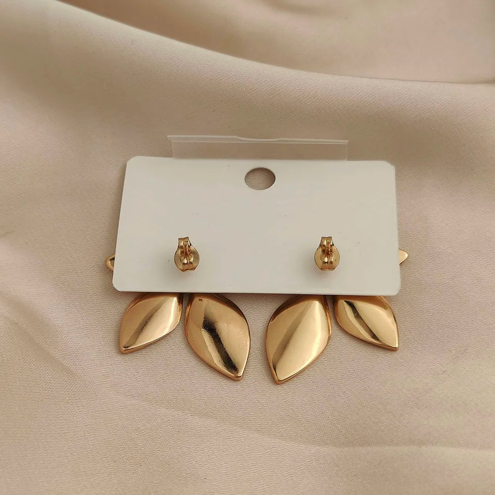 Creative heavy metal leaf starfish stainless steel earrings, waterproof and rusty earrings for women, party jewelry