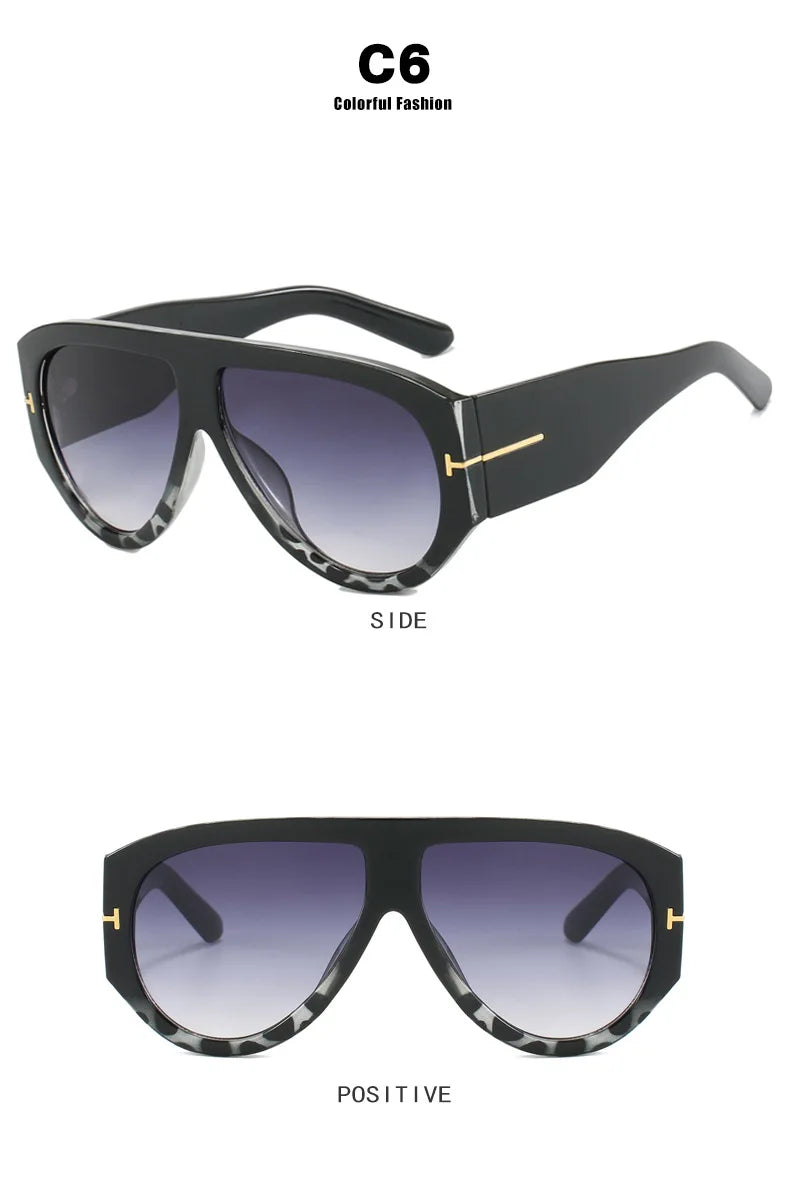 New Vintage Woman Oval Shape Sunglasses Large Frame  Sun Glasses Trendy Street Shoot Shades Eyewear UV400 Gafas De ol