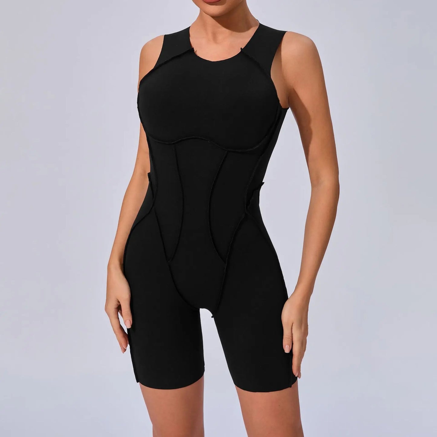 Seamless Yoga Jumpsuits Sports Fitness Hip-lifting Backless Short-sleeved One-piece Workout Gym Leggings Tracksuits for Women