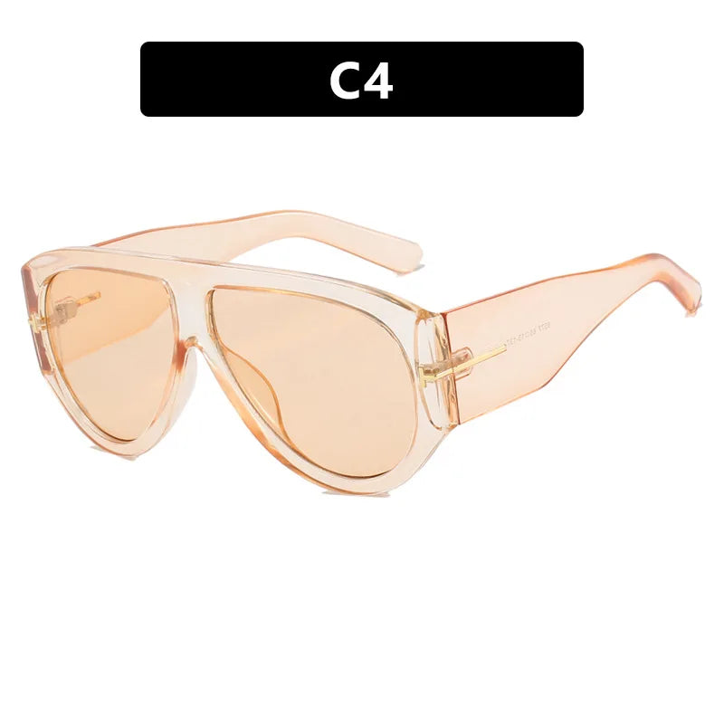 New Vintage Woman Oval Shape Sunglasses Large Frame  Sun Glasses Trendy Street Shoot Shades Eyewear UV400 Gafas De ol