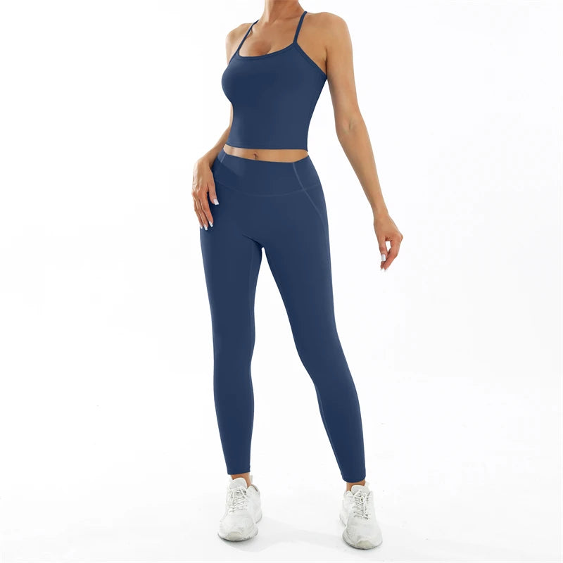 Nude Feel Fitness Suit Sports Set Women's Tracksuit Sexy Yoga Outfits Gym Sportswear Legging And Underwear Workout Clothes Woman