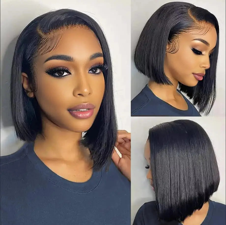 Glueless Human Hair Wigs Brazilian Straight Bob Wig 5x5 Pre Cut Lace Wigs For Women 13x4 Transparent Lace Front Human Hair Wigs
