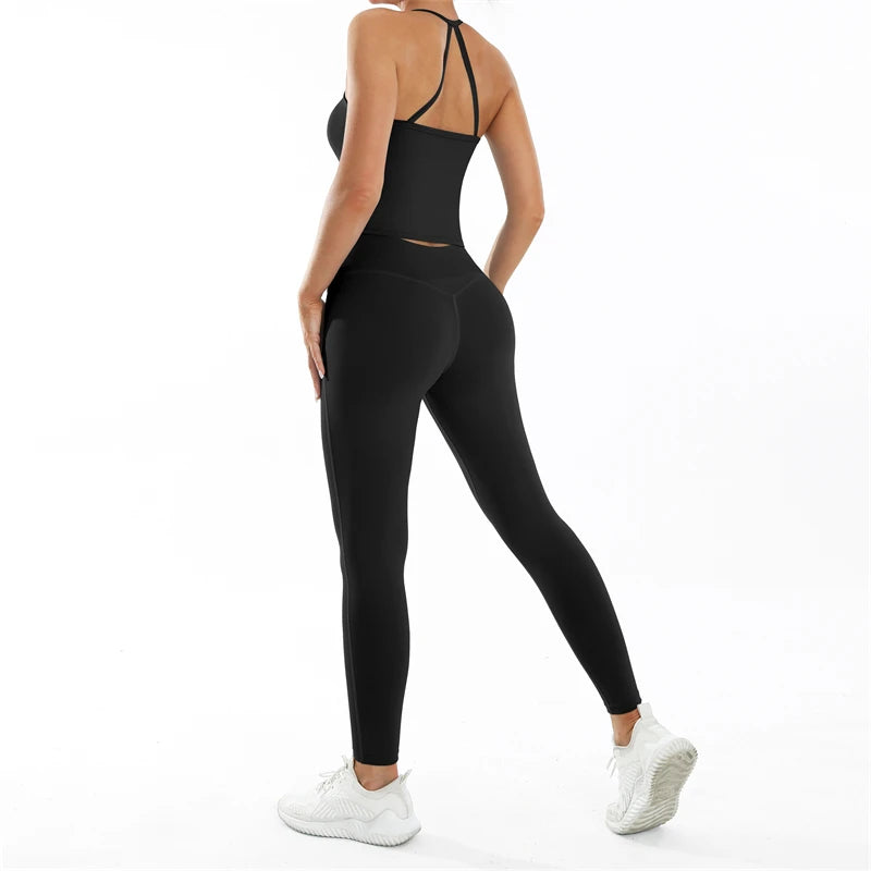 Nude Feel Fitness Suit Sports Set Women's Tracksuit Sexy Yoga Outfits Gym Sportswear Legging And Underwear Workout Clothes Woman
