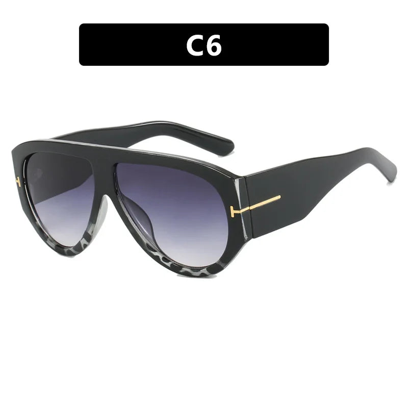 New Vintage Woman Oval Shape Sunglasses Large Frame  Sun Glasses Trendy Street Shoot Shades Eyewear UV400 Gafas De ol