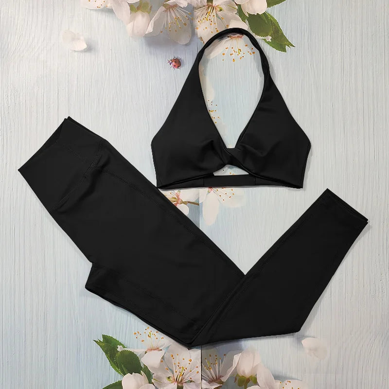 Nude Feel Fitness Suit Sports Set Women's Tracksuit Sexy Yoga Outfits Gym Sportswear Legging And Underwear Workout Clothes Woman