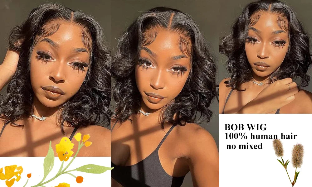 250% Density Bob Wig Body Wave Wear And Go Glueless Wigs For Women Ready To Wear Human Hair Wigs Pre Plucked Lace Wig Human Hair