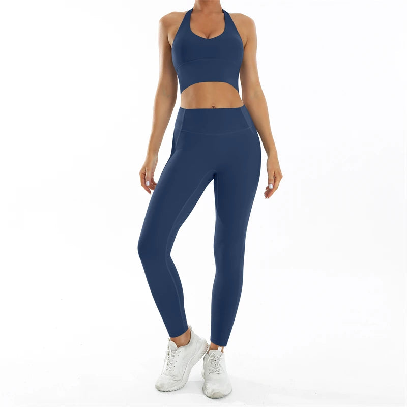 Nude Feel Fitness Suit Sports Set Women's Tracksuit Sexy Yoga Outfits Gym Sportswear Legging And Underwear Workout Clothes Woman