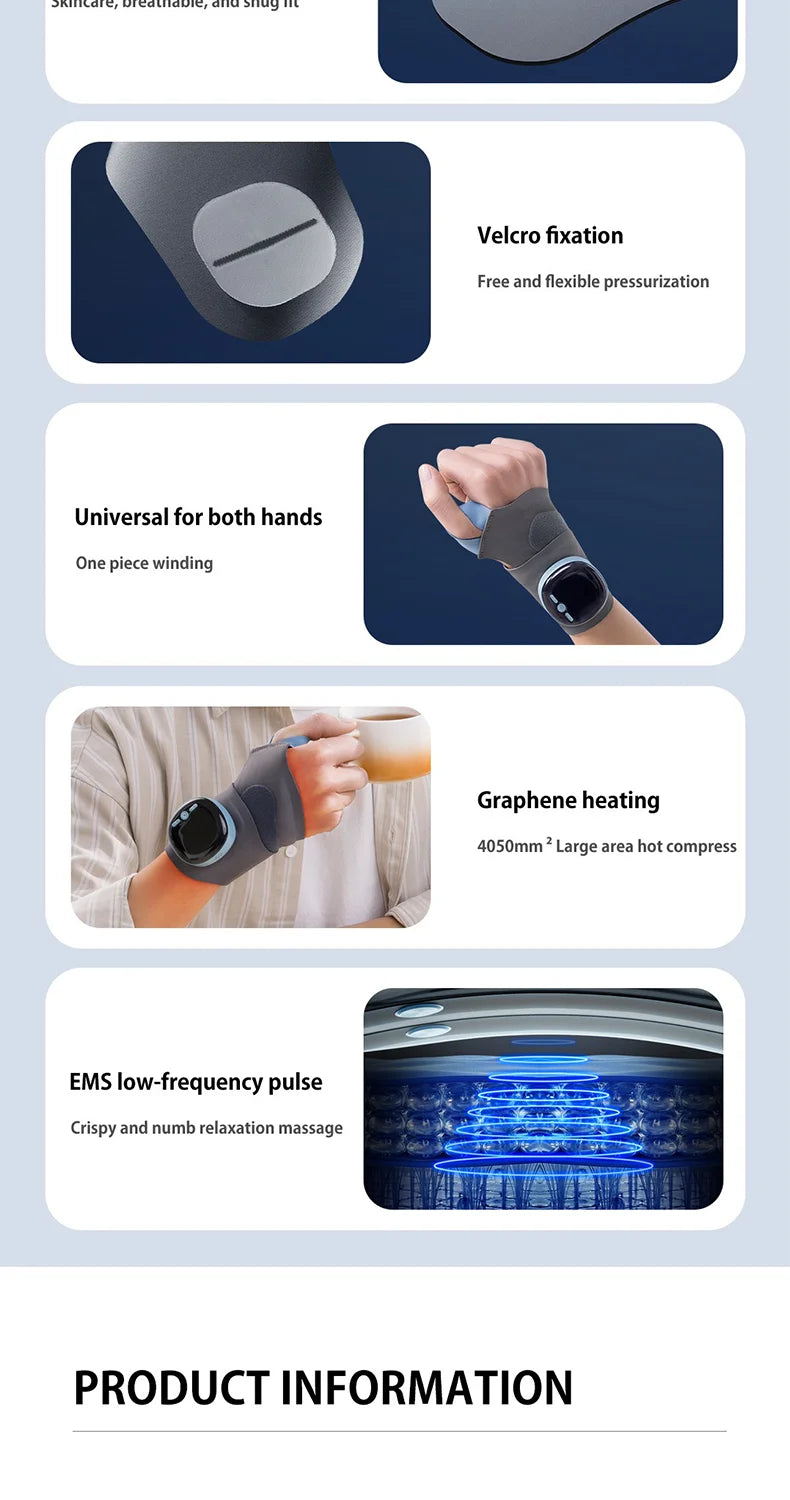 Heated Wristband For Tendonitis Heated Wrist Massager TFCC Strain,Sprain Sports Wrist Guard Preventing Muscle Strains