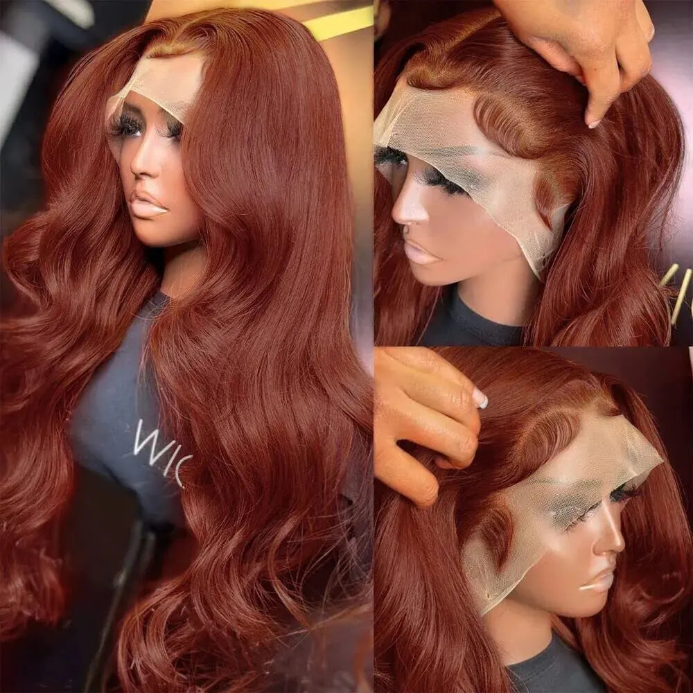 Reddish Brown 13x4 Body Wave Lace Frontal Wigs Human Hair 13x6 Hd Lace Frontal Wigs Human Hair Wigs Pre Plucked 4x4 Closure Wig
