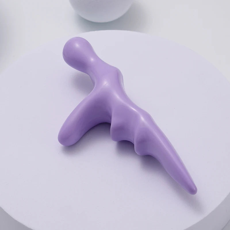 Pink T-shaped Massager with Purple Pressure Press Trigger Point Manual Physiotherapy Tools Best Full Body Deep Tissue Relaxation