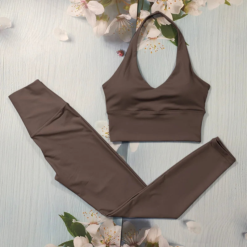 Nude Feel Fitness Suit Sports Set Women's Tracksuit Sexy Yoga Outfits Gym Sportswear Legging And Underwear Workout Clothes Woman