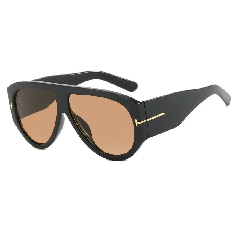 New Vintage Woman Oval Shape Sunglasses Large Frame  Sun Glasses Trendy Street Shoot Shades Eyewear UV400 Gafas De ol