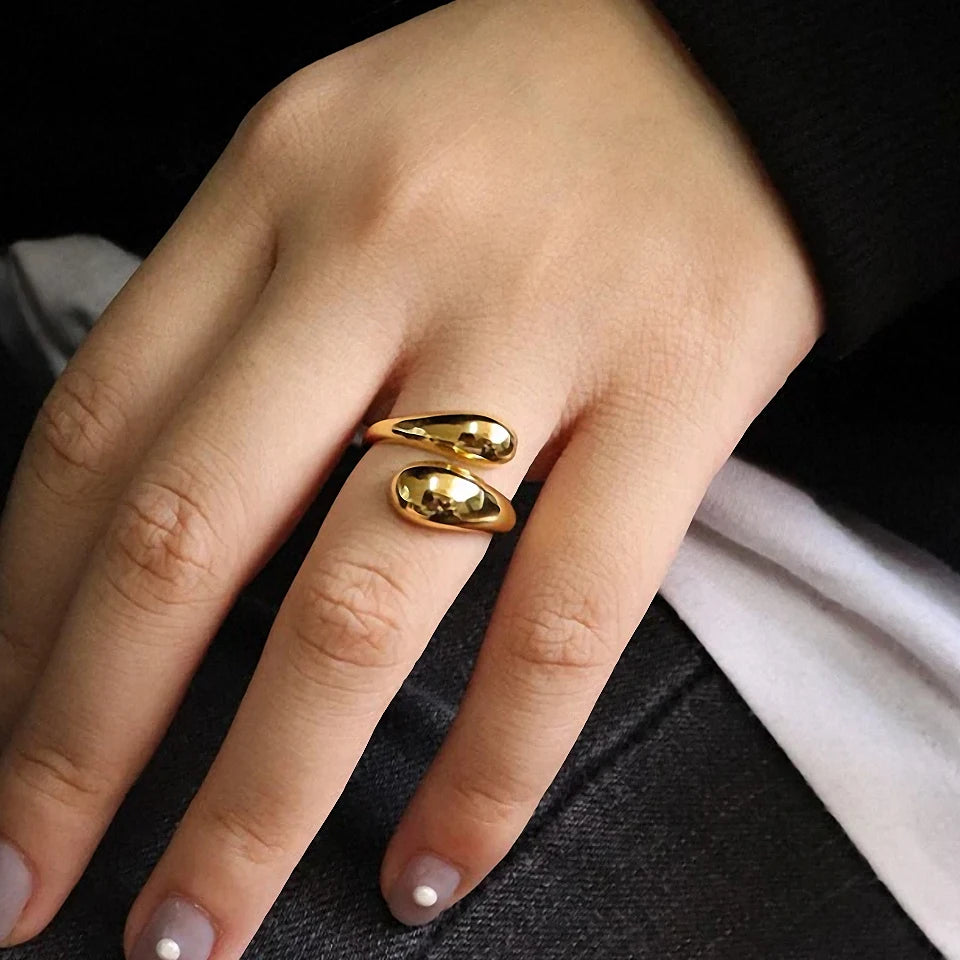 eManco Minimalist Rectangle Shell Personalized Frosted Stainless steel Women's ring Gold/Silver Color Girl Jewelr